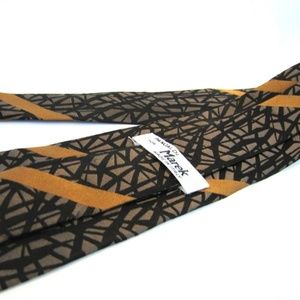 PANCALDI Tie Black Gray Bronze Lattice Web Stripe